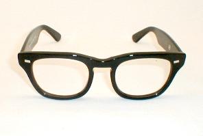 The Classic Black Horn-Rimmed Glasses from 1950, 1960.  Wayfarer sides with Shuron classic fronts.