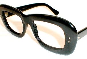 mid century black Italian eyeglasses frames horn rimmed frames
